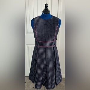 J. Crew Navy and Pink Geometric Pattern Sleeveless Dress